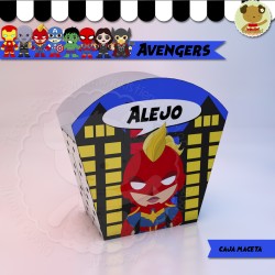 Capitana Marvel - Avengers - Caja 3D  Golosinas Maceta